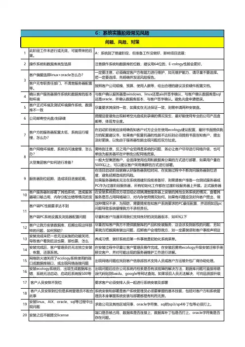 系统实施阶段的常见风险
