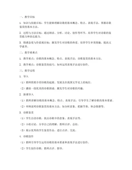 高中诗歌教案设计万能模板