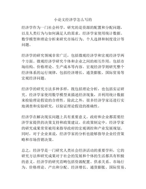 小论文经济学怎么写的