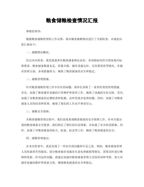 粮食储粮检查情况汇报