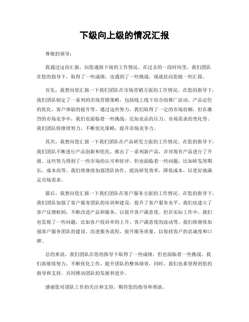下级向上级的情况汇报