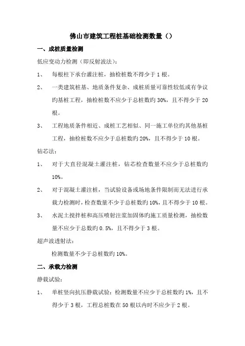 佛山市建筑工程桩基础检测数量