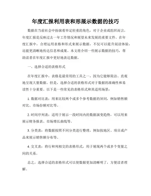 年度汇报利用表和形展示数据的技巧