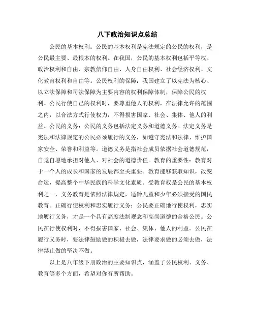 八下政治知识点总结