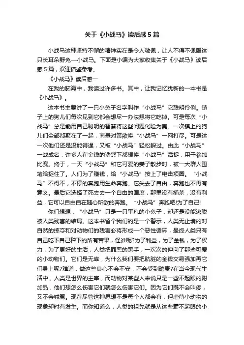 关于《小战马》读后感5篇