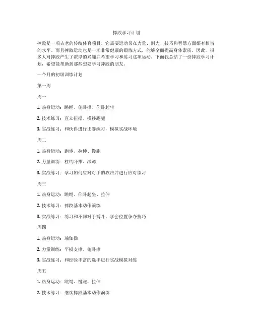 摔跤学习计划