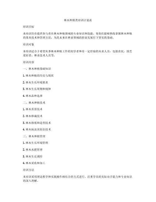 林木种植类培训计划表