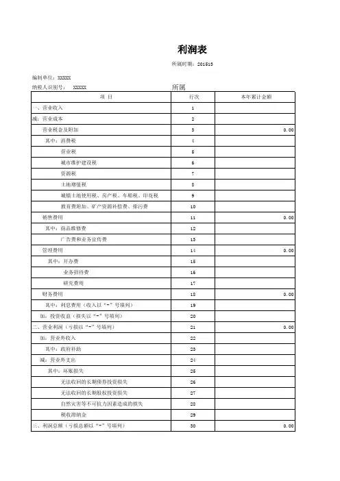 企业所得税年度申报表-利润表