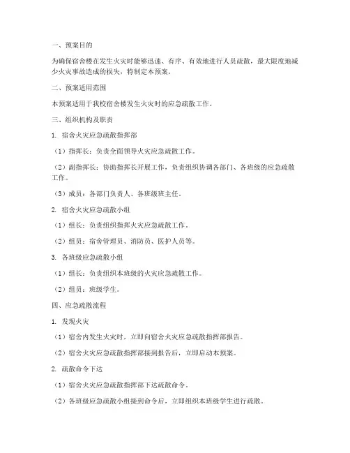 宿舍火灾应急疏散预案