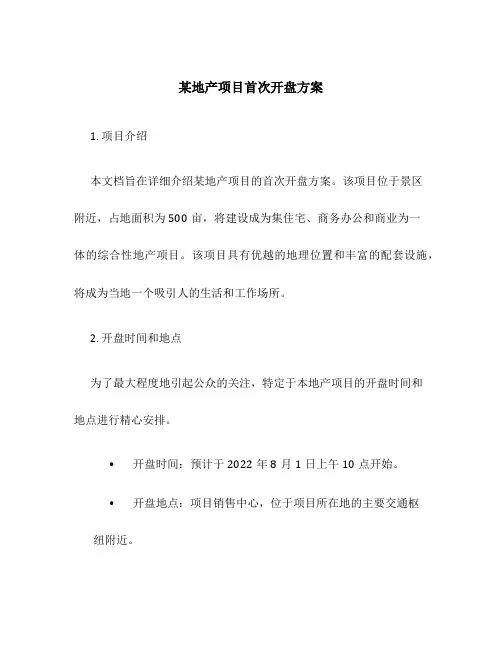某地产项目首次开盘方案