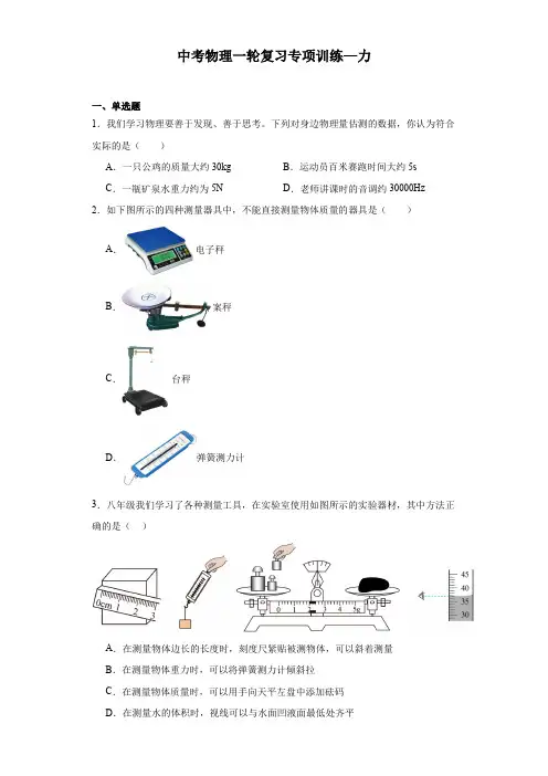 中考物理一轮复习专项训练—力(含答案)