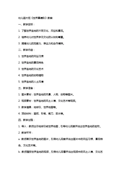 幼儿园大班《世界真精彩》教案