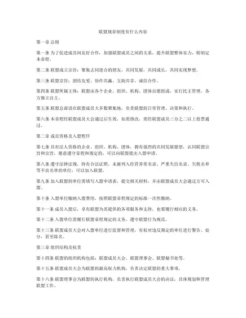 联盟规章制度有什么内容