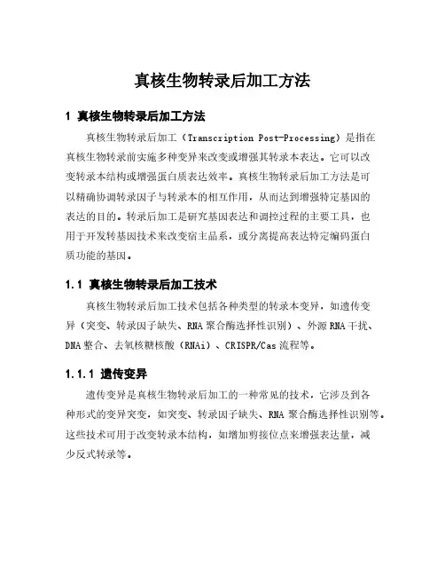真核生物转录后加工方法