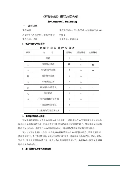 环境监测课程教学大纲