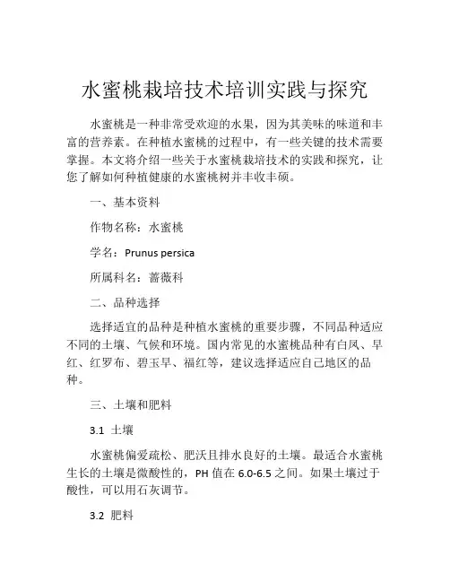 水蜜桃栽培技术培训实践与探究