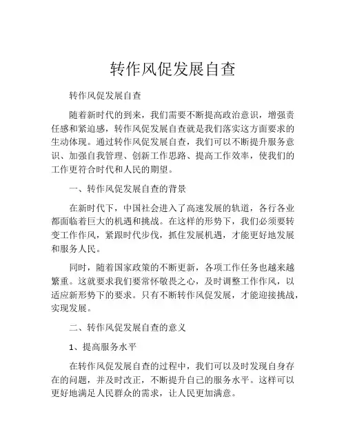 转作风促发展自查