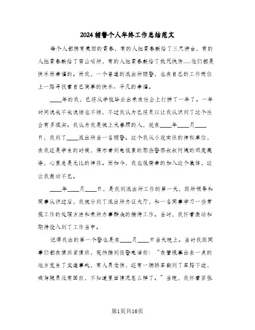 2024辅警个人年终工作总结范文(6篇)