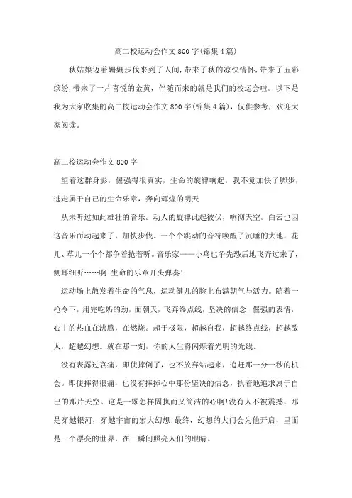 高二校运动会作文800字(锦集4篇)