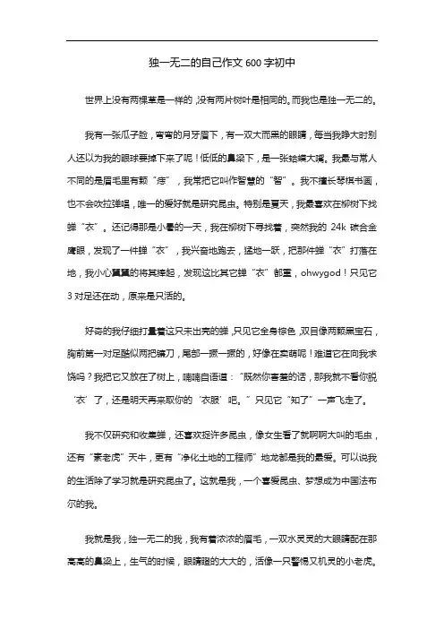 独一无二的自己作文600字初中