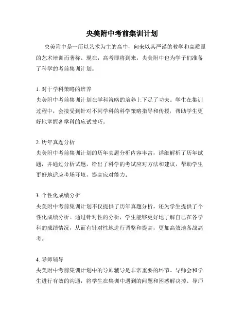 央美附中考前集训计划