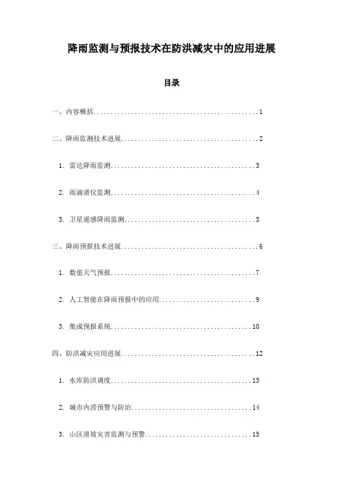 降雨监测与预报技术在防洪减灾中的应用进展