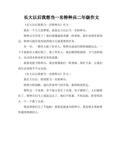 长大以后我想当一名特种兵二年级作文