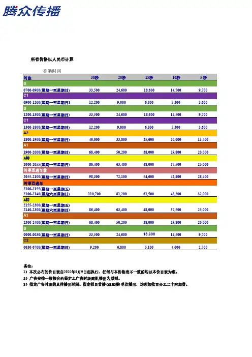 2021凤凰卫视广告价格,香港电视台广告投放