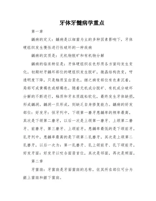 牙体牙髓病学重点