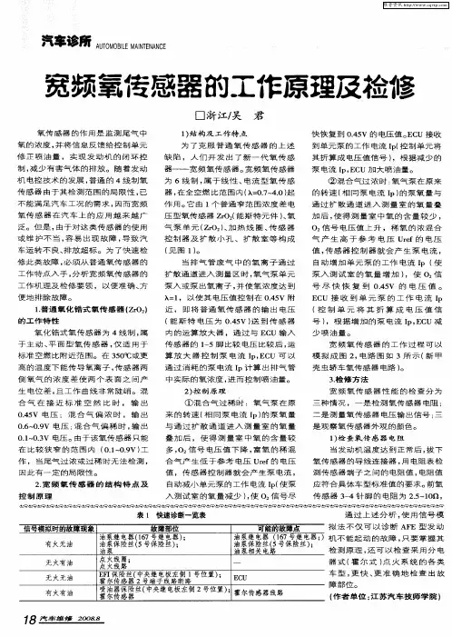 宽频氧传感器的工作原理及检修