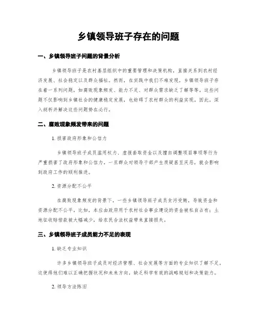 乡镇领导班子存在的问题