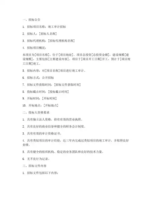 竣工审计招标文件