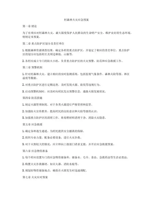 村森林火灾应急预案