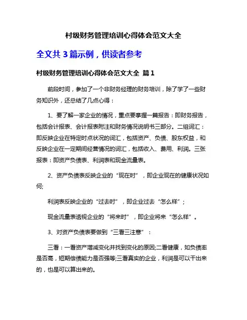 村级财务管理培训心得体会范文大全