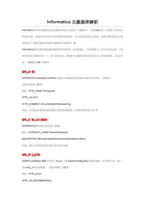 Informatica元数据库解析