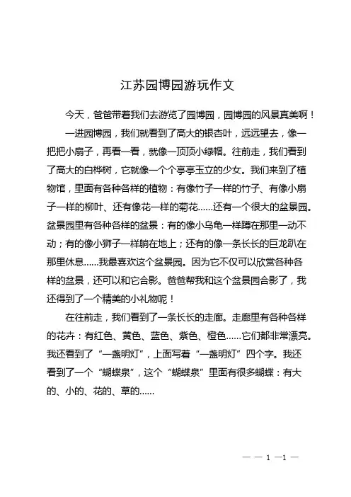 江苏园博园游玩作文