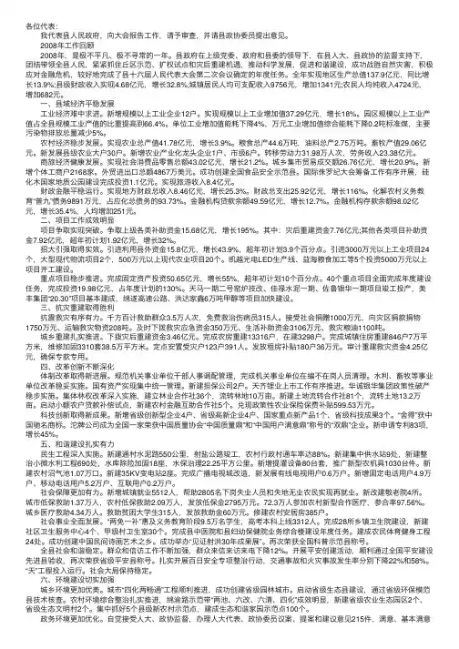 政府工作报告格式范文