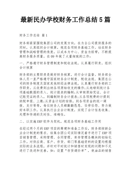 最新民办学校财务工作总结5篇