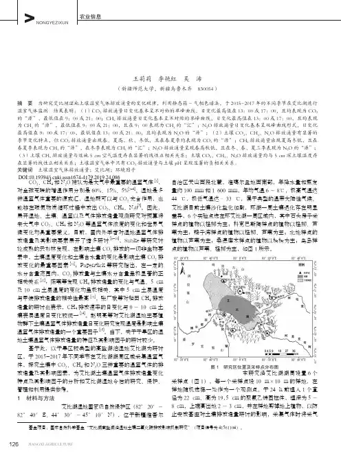艾比湖湿地土壤co2、ch4和n2o排放通量及其影响因素研究