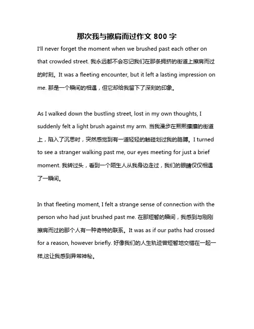 那次我与擦肩而过作文800字