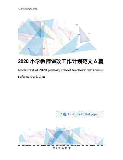2020小学教师课改工作计划范文6篇