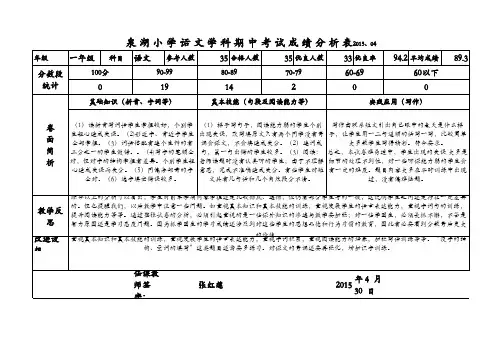 一年级语文考试成绩分析表