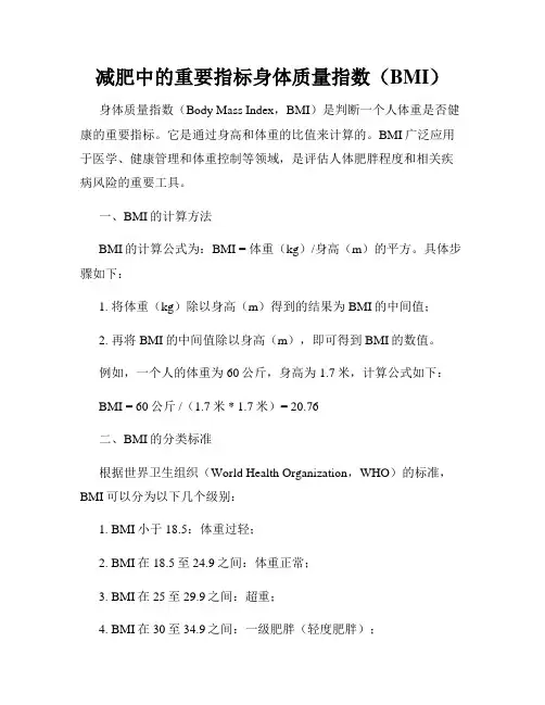 减肥中的重要指标身体质量指数(BMI)