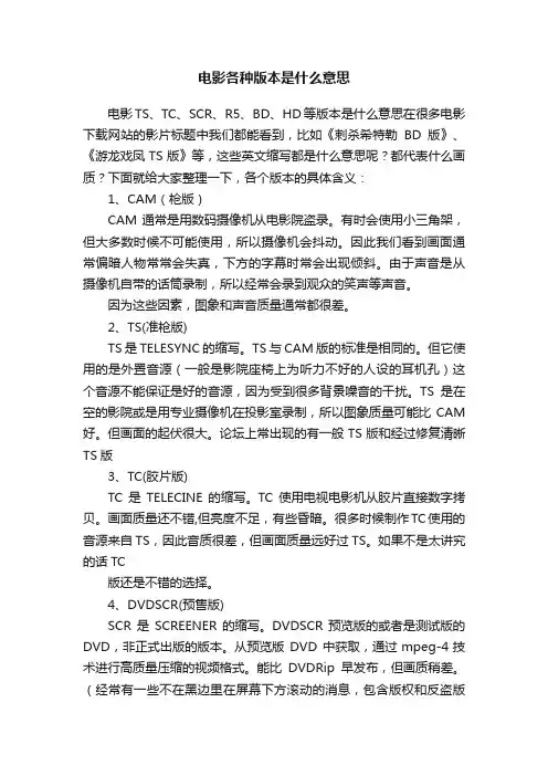 电影各种版本是什么意思