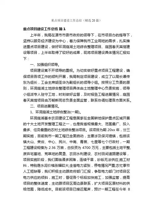 重点项目建设工作总结（精选20篇）