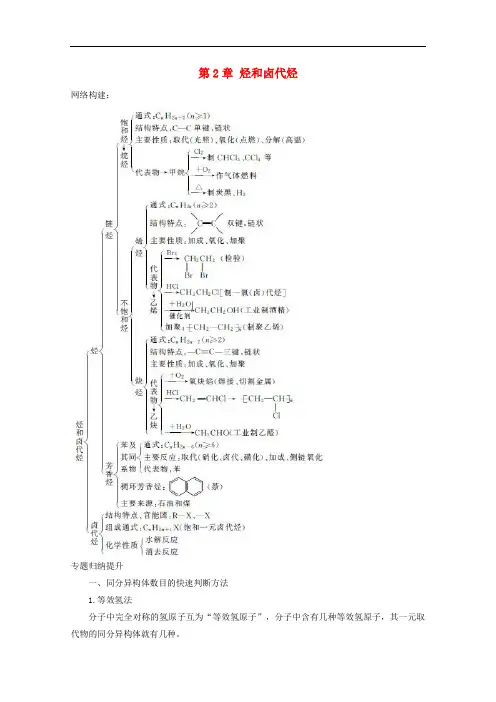 高中化学 第2章 烃和卤代烃章末复习教学案 新人教版选修5