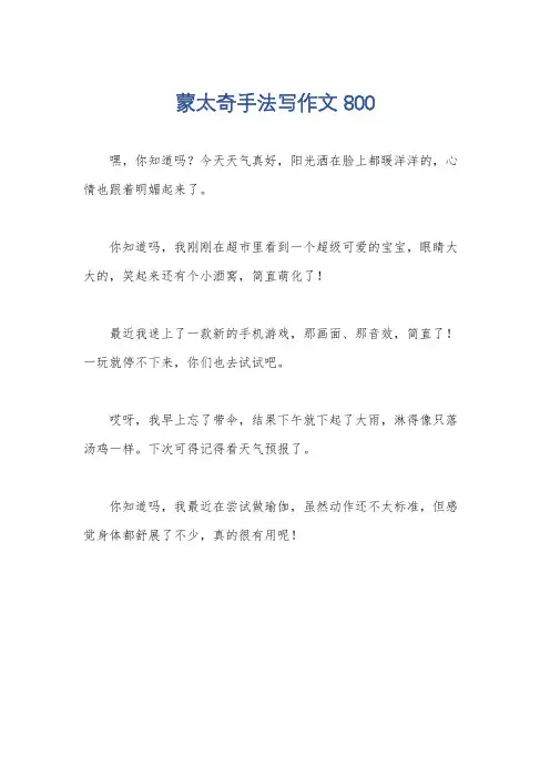 蒙太奇手法写作文800
