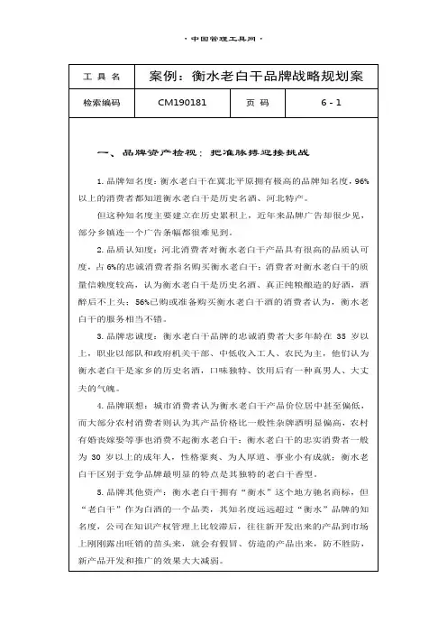 衡水老白干品牌战略规划案