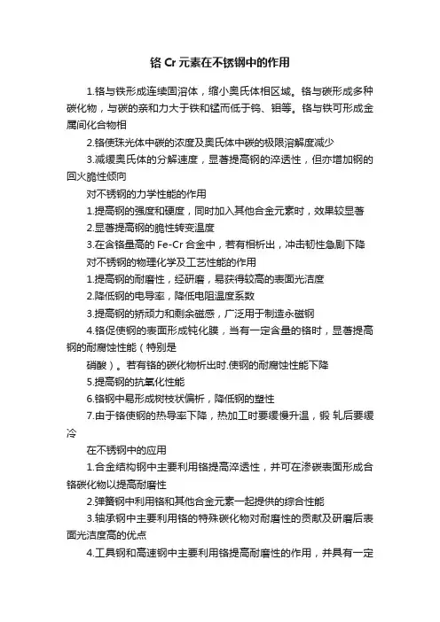 铬Cr元素在不锈钢中的作用