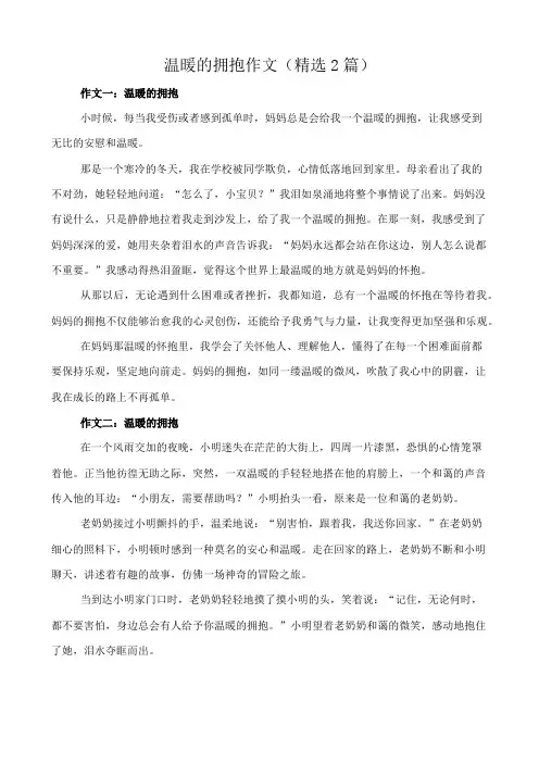 温暖的拥抱 作文(精选2篇)